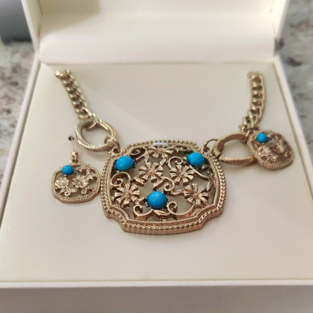 Kim Rogers Floral Necklace And Earring Set